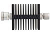 50 dB Fixed Attenuator, 7/16 DIN Female to N Female Directional Black Anodized Aluminum Heatsink Body Rated to 50 Watts Up to 6 GHz