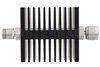 10 dB Fixed Attenuator, N Female To N Male Directional Black Anodized Aluminum Heatsink Body Rated To 50 Watts Up To 18 GHz
