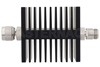 50 dB Fixed Attenuator, N Male to N Female Directional Black Anodized Aluminum Heatsink Body Rated to 50 Watts Up to 6 GHz