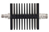 10 dB Fixed Attenuator, TNC Female To N Female Directional Black Anodized Aluminum Heatsink Body Rated To 50 Watts Up To 18 GHz