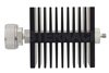 50 dB Fixed Attenuator, 7/16 DIN Male To SMA Female Directional Black Anodized Aluminum Heatsink Body Rated To 50 Watts Up To 7.5 GHz