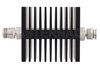10 dB Fixed Attenuator, N Female To TNC Male Directional Black Anodized Aluminum Heatsink Body Rated To 50 Watts Up To 18 GHz