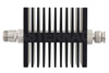 3 dB Fixed Attenuator, N Female To TNC Male Directional Black Anodized Aluminum Heatsink Body Rated To 50 Watts Up To 18 GHz