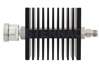 30 dB Fixed Attenuator, 7/16 DIN Female To TNC Female Directional Black Anodized Aluminum Heatsink Body Rated To 50 Watts Up To 18 GHz