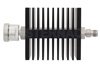 40 dB Fixed Attenuator, 7/16 DIN Female To TNC Female Directional Black Anodized Aluminum Heatsink Body Rated To 50 Watts Up To 18 GHz