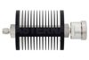 50 dB Fixed Attenuator, SMA Male to 7/16 DIN Female Black Anodized Aluminum Heatsink Body Rated to 25 Watts Up to 6 GHz