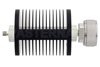 3 dB Fixed Attenuator, SMA Female to 7/16 DIN Male Black Anodized Aluminum Heatsink Body Rated to 25 Watts Up to 7.5 GHz