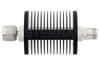 20 dB Fixed Attenuator, N Male to N Female Black Anodized Aluminum Heatsink Body Rated to 25 Watts Up to 18 GHz