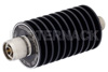 20 dB Fixed Attenuator, N Male to N Female Black Anodized Aluminum Heatsink Body Rated to 50 Watts Up to 3 GHz