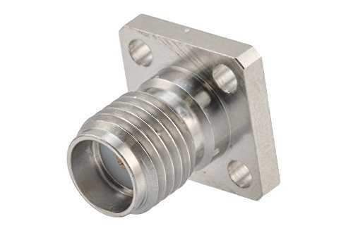 SMA母头现场可更换连接器，4孔法兰，Pin 0.018英寸，孔距0.250英寸，带金属环