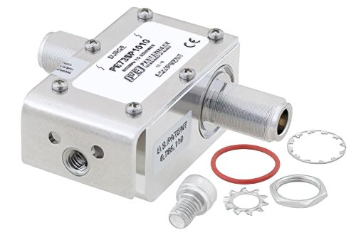 N型母头/母头(输入/输出)，同轴射频浪涌保护器，800 MHz至2.5 GHz，直流通过，300W，IP67，175uJ，20kA，混合，安装支架正对连接器主体