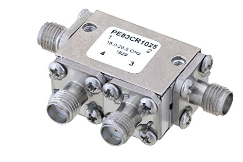 双节环行器，隔离度34 dB，18 GHz至26.5 GHz，5瓦，SMA母头