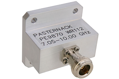 WR-112波导转同轴转接头，方形法兰转端发射N型母头，工作频率为7.05 GHz至10 GHz
