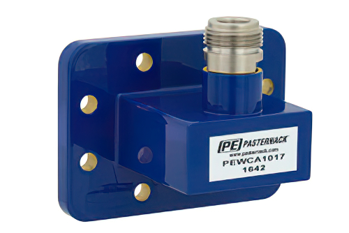 WR-137 波导转同轴转接头，CPR-137G槽面法兰转N型母头，工作频率为5.85 GHz至8.2 GHz，C频段