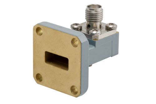 WR-42波导同轴转接头，UG-595/U方盖法兰转SMA母头，工作频率18 GHz至26.5 GHz，K频段