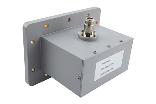 WR-430 波导同轴转接头，UDR22法兰转N型母头，工作频率为1.72 GHz至2.61 GHz，铝材质