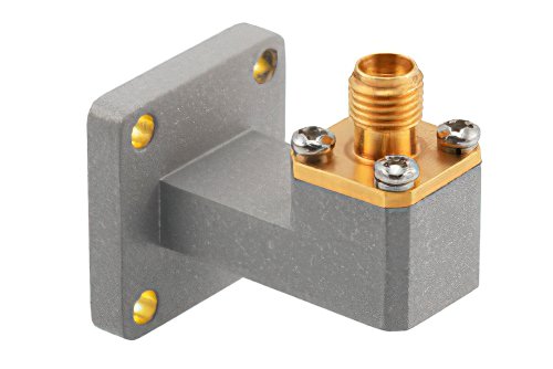 WR-42 波导同轴转接头，UBR220法兰转SMA母头，工作频率为17.6 GHz至26.7 GHz，黄铜材质
