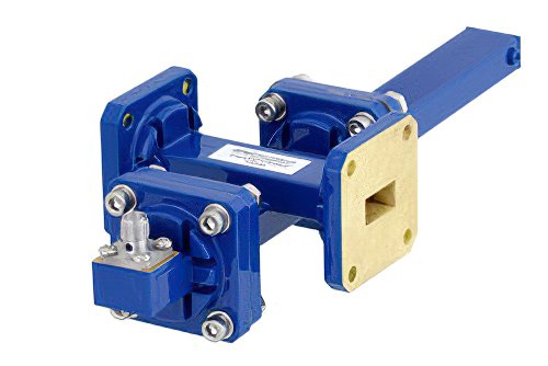 WR-51 十字交叉式波导耦合器，20 dB，方盖法兰，耦合端口SMA母头，15 GHz至22 GHz，青铜