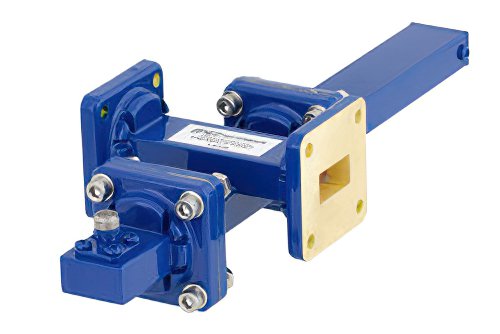 WR-62 十字交叉式波导耦合器，30 dB，UG-419/U方盖法兰，耦合端口SMA母头，12.4 GHz至18 GHz，青铜