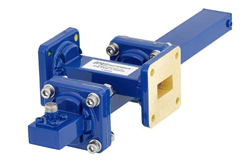 WR-62十字交叉式波导耦合器，50 dB，UG-419/U方盖法兰，耦合端口SMA母头，12.4 GHz至18 GHz，青铜