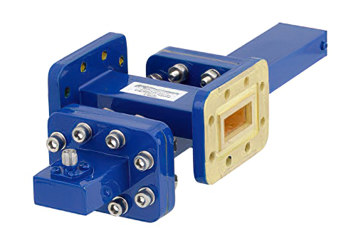 WR-90 十字交叉式波导耦合器，20 dB，CPR-90G法兰，耦合端口SMA母头，8.2 GHz至12.4 GHz，青铜