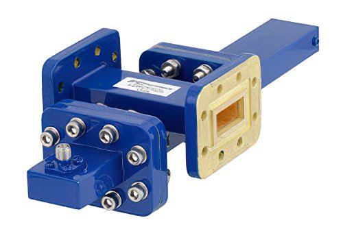 WR-90 十字交叉式波导耦合器，50 dB，CPR-90G法兰，耦合端口SMA母头，8.2 GHz至12.4 GHz，青铜