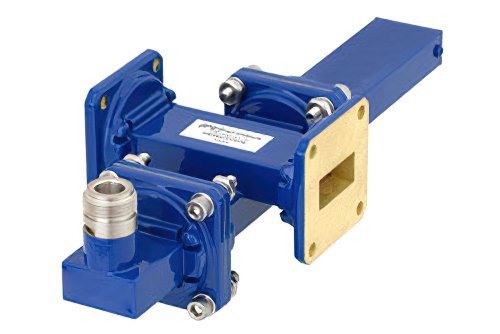 WR-90 十字交叉式波导耦合器，20 dB，UG-39/U方盖法兰，耦合端口N型母头，8.2 GHz至12.4 GHz，青铜