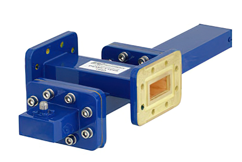 WR-112 十字交叉式波导耦合器，30 dB，CPR-112G法兰，耦合端口SMA母头，7.05 GHz至10 GHz，青铜