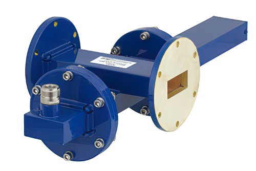 WR-137 十字交叉式波导耦合器，30 dB，UG-344/U圆盖法兰，耦合端口N型母头，5.85 GHz至8.2 GHz，青铜