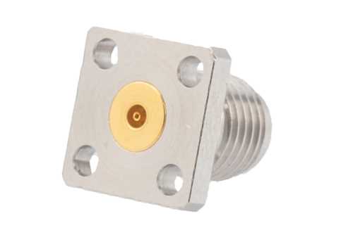2.92mm母头现场可更换连接器，4孔法兰安装，Pin 0.015英寸，孔距0.250英寸，带金属触点环