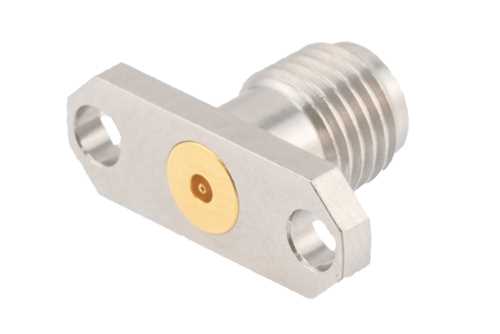 2.92mm母头现场可更换连接器，2孔法兰安装，Pin 0.012英寸，孔距0.481英寸，带金属触点环