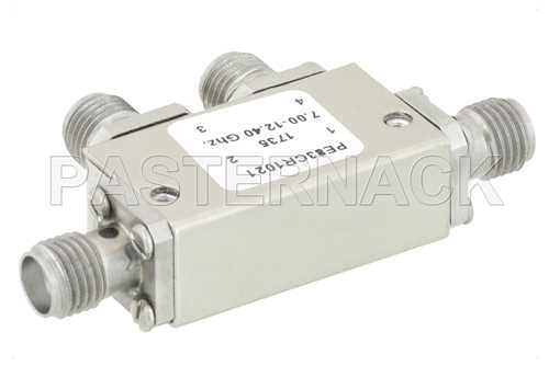 双节环行器，隔离度40 dB，7 GHz至12.4 GHz，5瓦，SMA母头