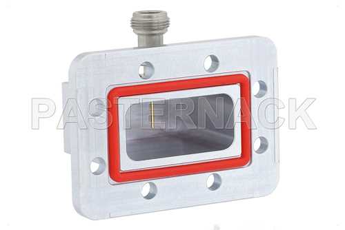 WR-187波导同轴转接头，CPR-187G槽面法兰转N型母头，工作频率为3.95 GHz至5.85 GHz，C频段