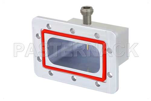 WR-284波导同轴转接头，CPR-284G槽面法兰转N型母头，工作频率为2.6 GHz至3.95 GHz，S频段