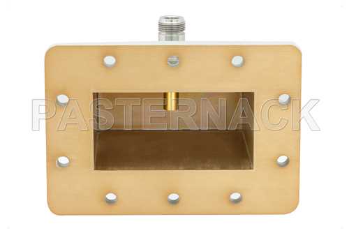 WR-340波导同轴转接头，CPR-340F法兰转N型母头，工作频率为2.2 GHz至3.3 GHz，S频段