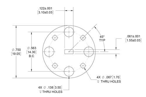 WR-12 波导垫片，UG 圆盖法兰，2mm，铜