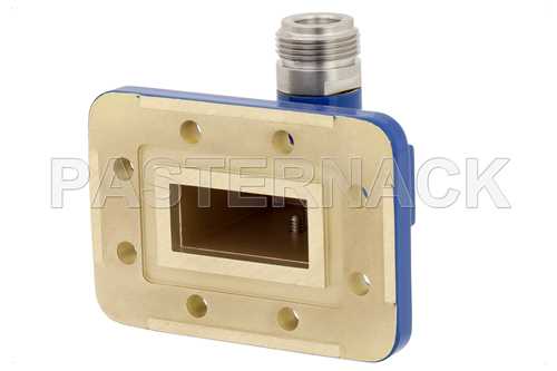 WR-112波导转同轴转接头，CPR-112G槽面法兰转N型母头，工作频率为7.05 GHz至10 GHz，H频段