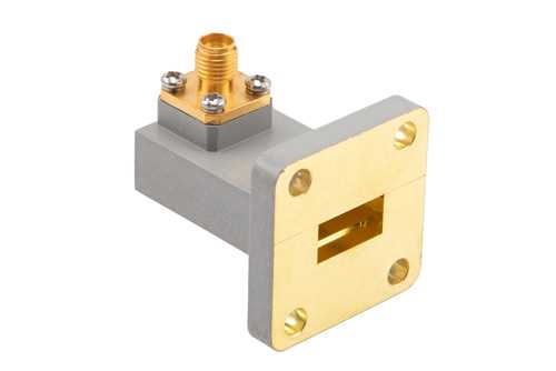 WR-51 波导同轴转接头，UBR180法兰转SMA母头，工作频率为14.5 GHz至22 GHz，黄铜材质