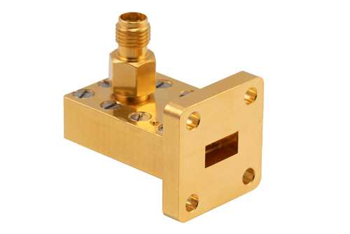 WR-34 波导同轴转接头，UBR260法兰转2.92mm母头，工作频率为21.7 GHz至33 GHz，黄铜材质