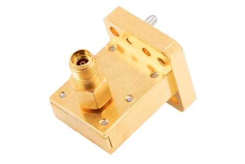 WRD-180方盖法兰转2.92mm母头，波导转同轴转接头，工作频率为18 GHz至40 GHz