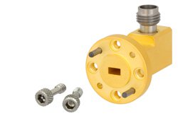 WR-15波导同轴转接头，UG-385/U圆盖法兰转1.85mm母头，工作频率为50 GHz至65 GHz，V频段