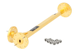 WR-19 Waveguide 20 dB Broadwall Coupler, UG-383/U Round Cover Flange, E-Plane Coupled Port, 40 GHz to 60 GHz, Brass Copper