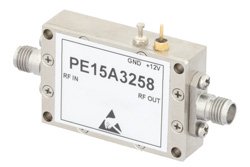 3 dB NF, 15 dBm P1dB, 2 GHz to 18 GHz, Low Noise Broadband Amplifier, 33 dB Gain, SMA