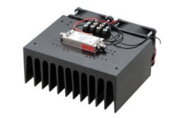 1 Watt P1dB, 6 GHz to 12 GHz, Medium Power Amplifier with Heatsink, SMA, 47 dB Gain, 6.5 dB NF
