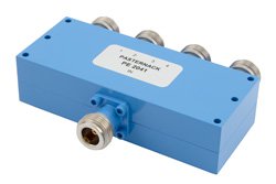 4 Way N Power Divider from 4 GHz to 8 GHz Rated at 10 Watts