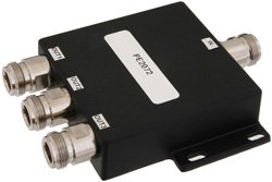 50 Ohm 3 Way N Power Divider From 800 MHz to 2.5 GHz Rated at 50 Watts