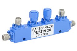 Dual Directional 20 dB SMA Coupler From 2 GHz to 4 GHz Rated to 50 Watts