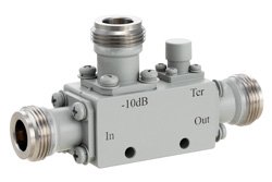 Directional 10 dB N Coupler From 4 GHz to 18 GHz Rated to 50 Watts