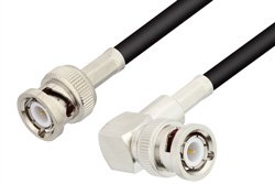 BNC Male to BNC Male Right Angle Cable 48 Inch Length Using RG58 Coax, RoHS
