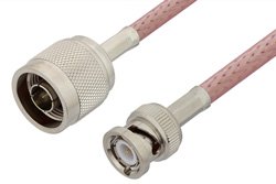 N Male to BNC Male Cable 12 Inch Length Using RG142 Coax